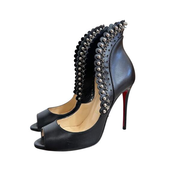 Christian Louboutin Shoes - Christian Louboutin Womens Roucouloulou Pumps High Heel Black Studded Size 35
